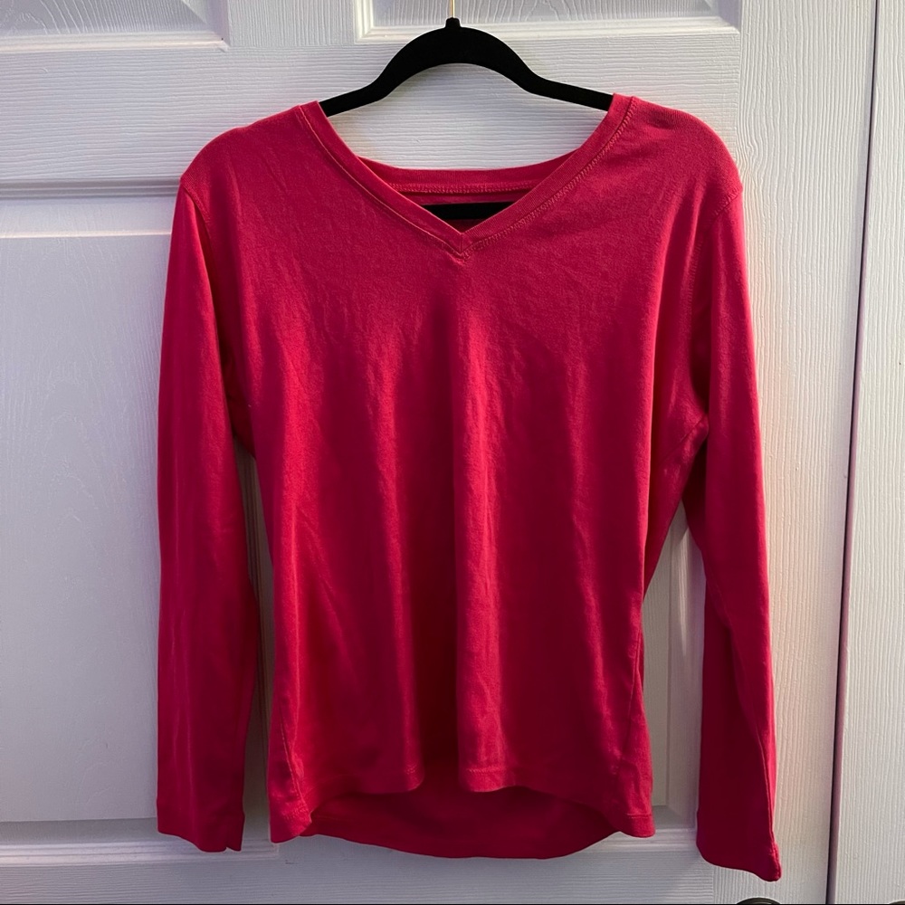 Faded Glory Size L (12-14) Basic Long-Sleeve VNeck